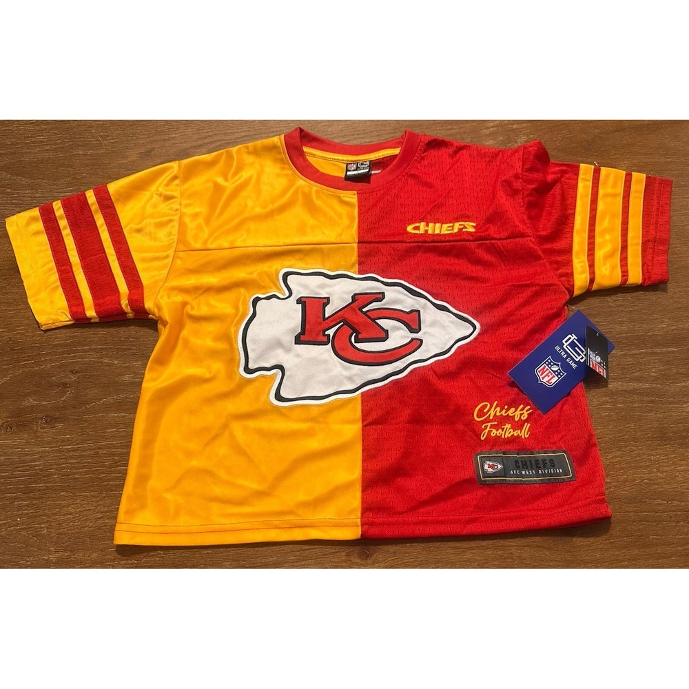 Kansas City Chiefs NFL Women's Cropped Jersey Red & Yellow Size Small